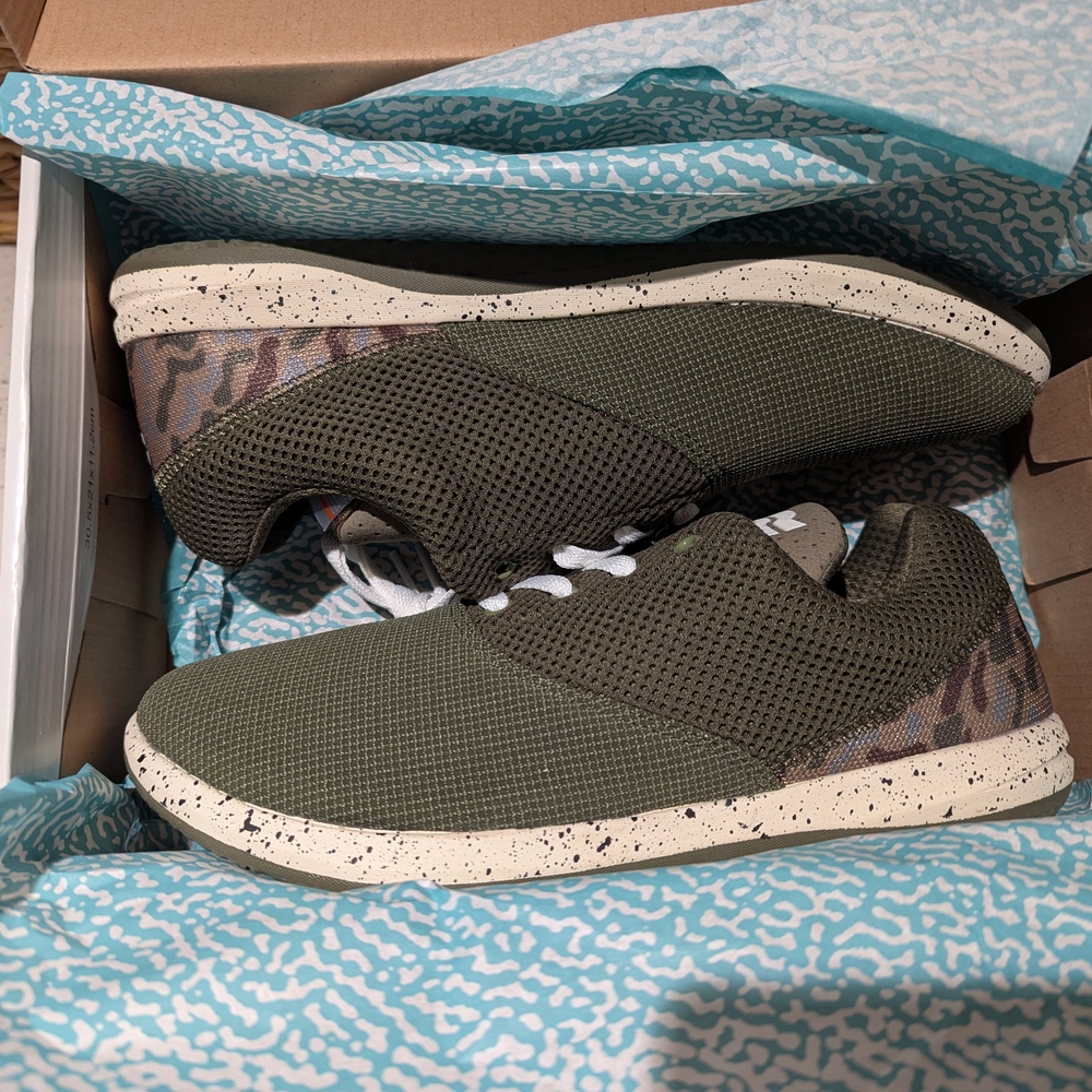 Olive Green Sneakers with Camo Detail